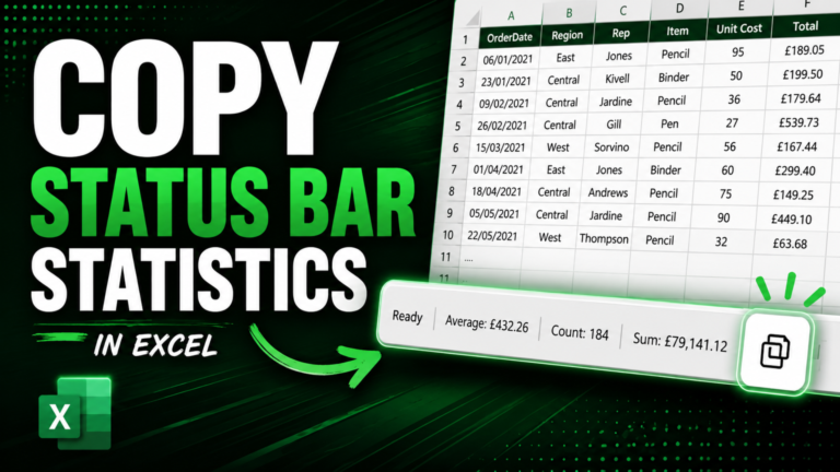How to Copy the Excel Status Bar Statistics
