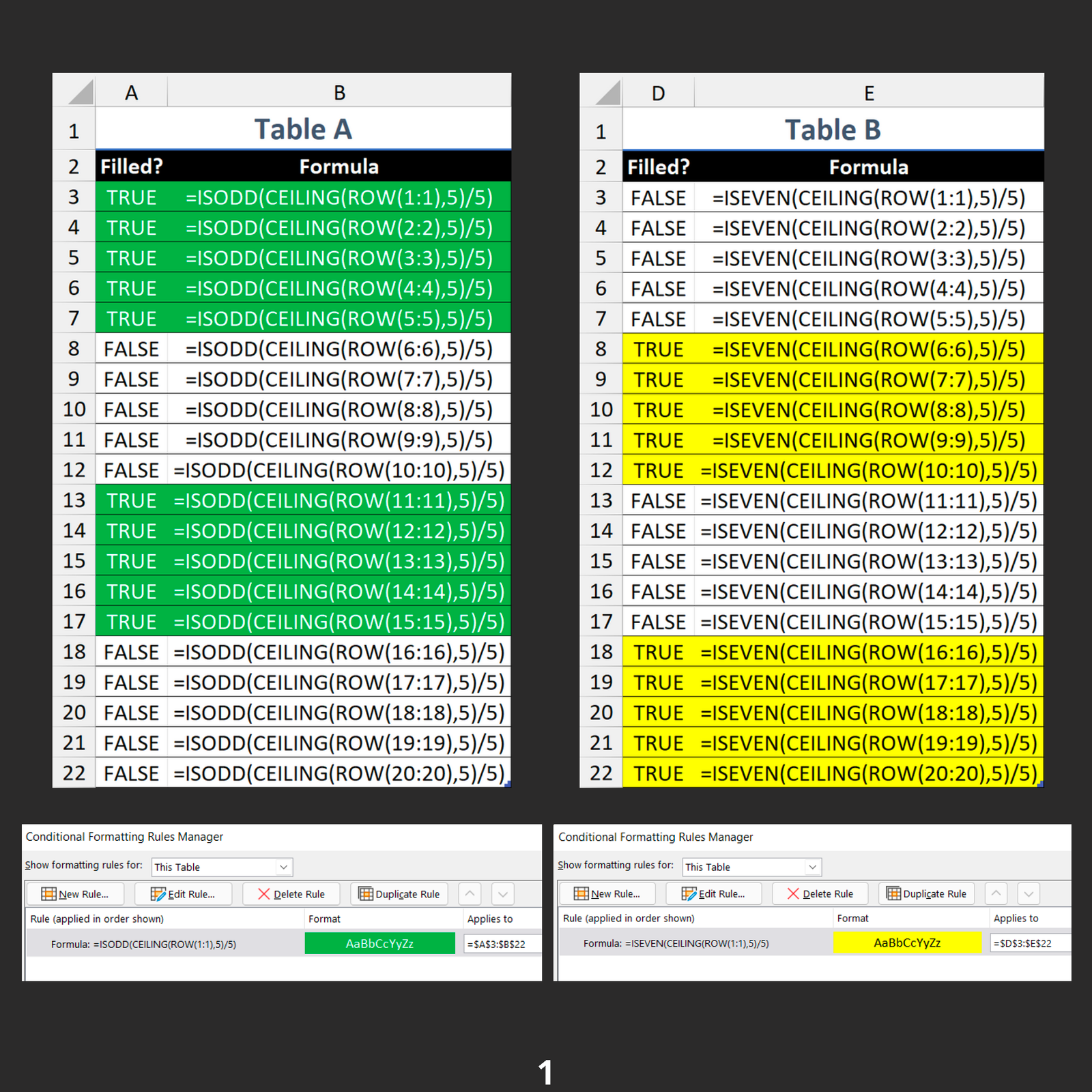 Highlight Row Blocks in Excel