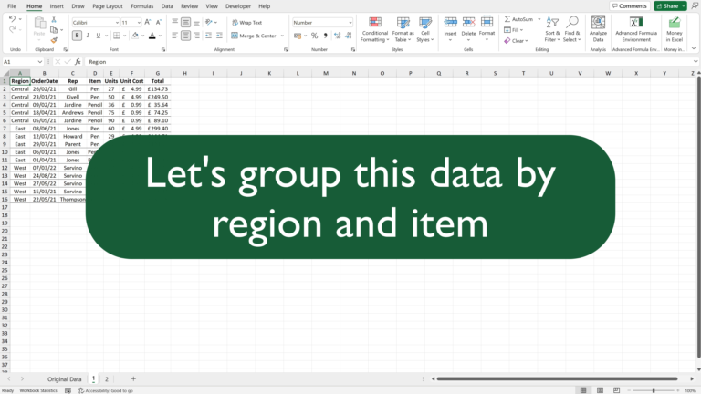 Grouping Rows in Excel
  