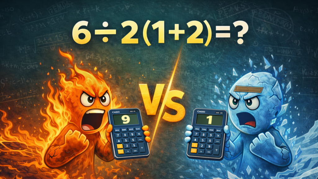 What is the answer to 6 ÷ 2 (1 + 2)?