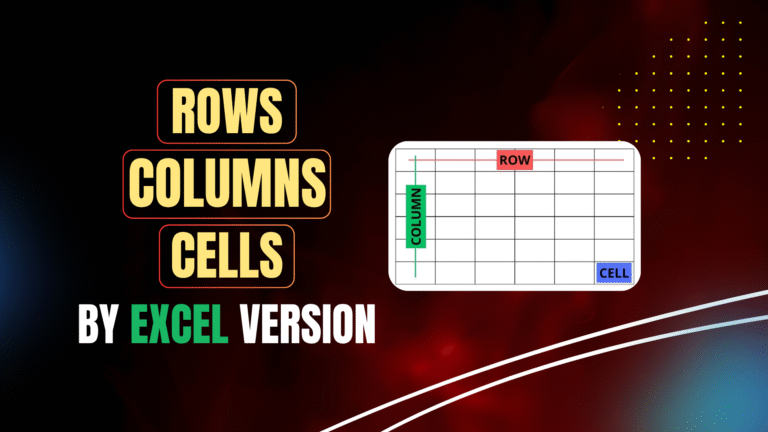 Rows/columns/cells by Excel version (Windows)
  
