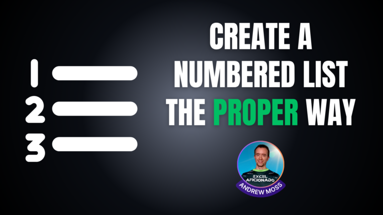 Create a numbered list the proper way in Excel