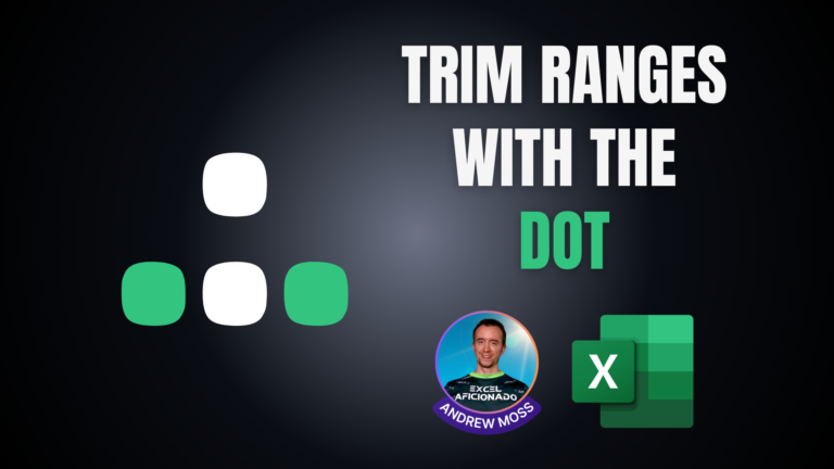 Trim ranges with the dot in Excel