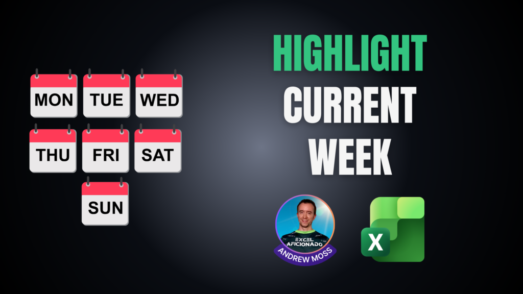 Highlight today, the current workweek, and the current weekend in Excel